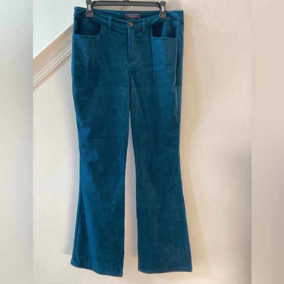 Laundry by Shelli Segal Teal Corduroy Pants Size 10 - Picture 1 of 4